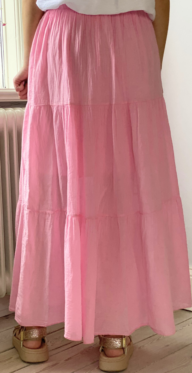 Gigi lang nederdel med peplum pink LikeLondon