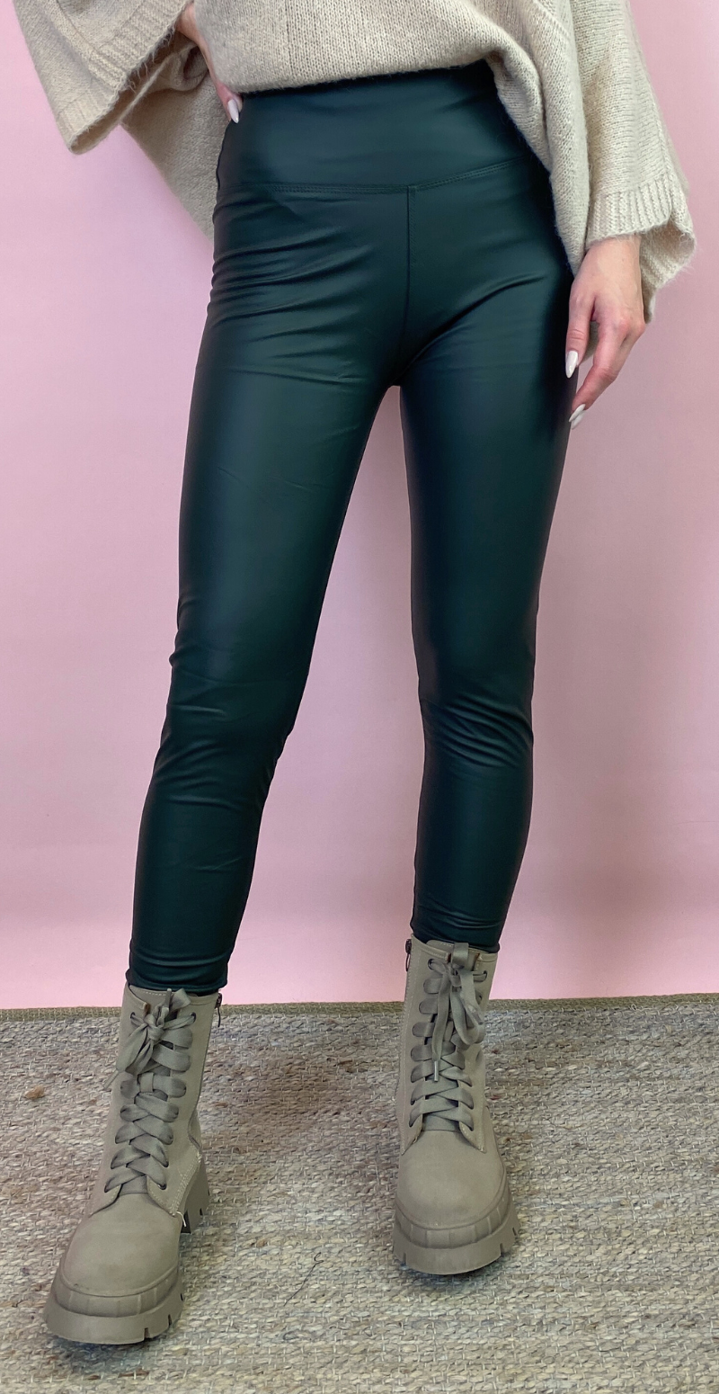 Læderlook leggings army Likelondon