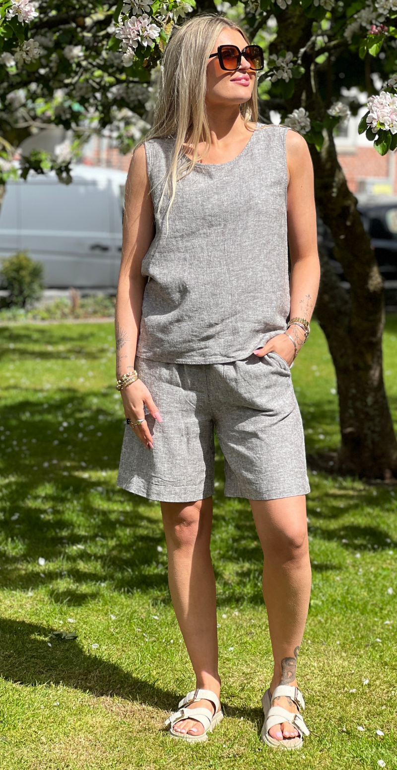 Lava hør shorts morel melange Freequent