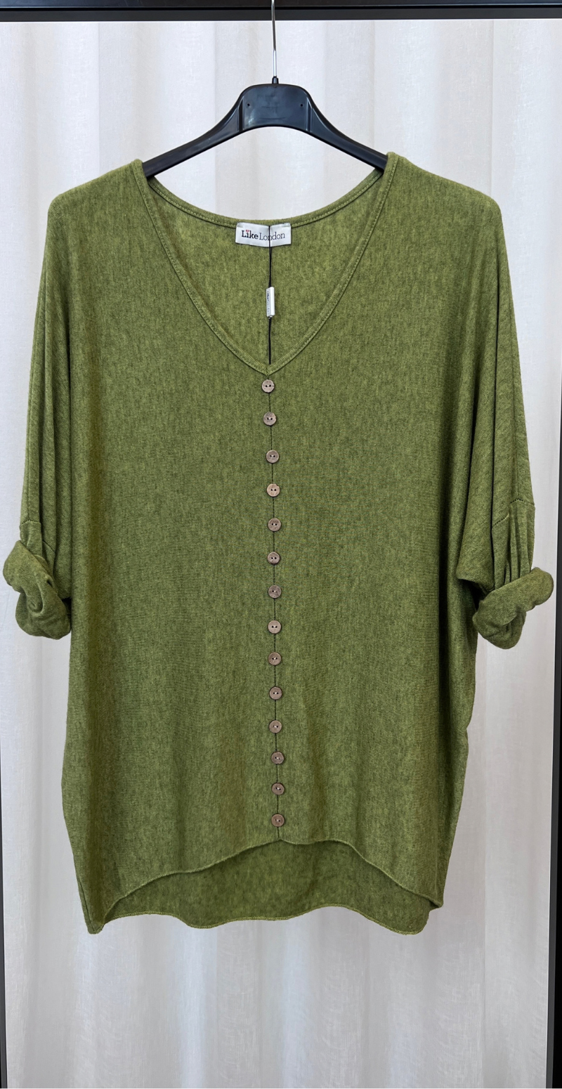 Josephine bluse med pynteknapper olio LikeLondon