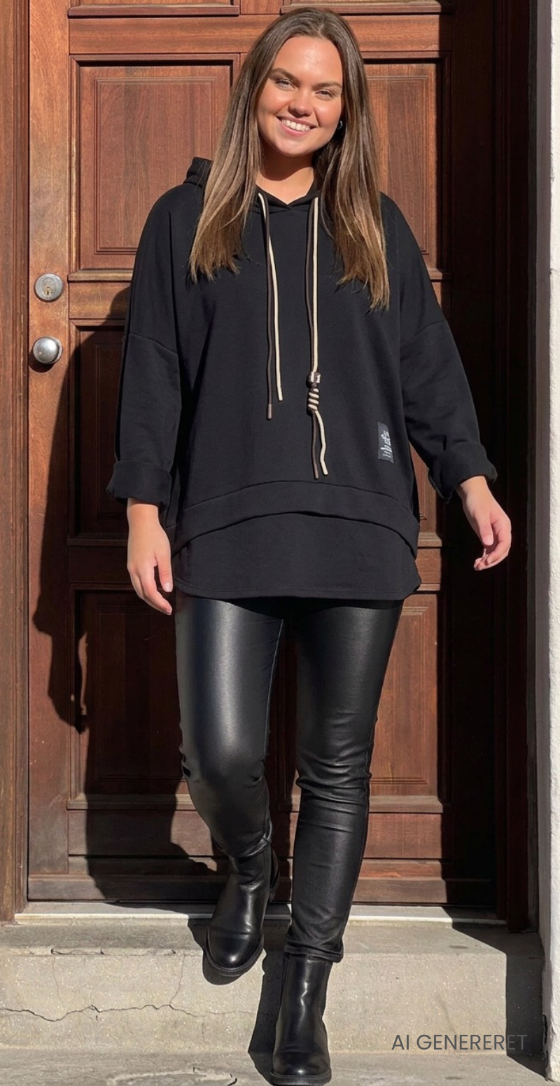 Erna sweatshirt med hætte og snøre sort LikeLondon