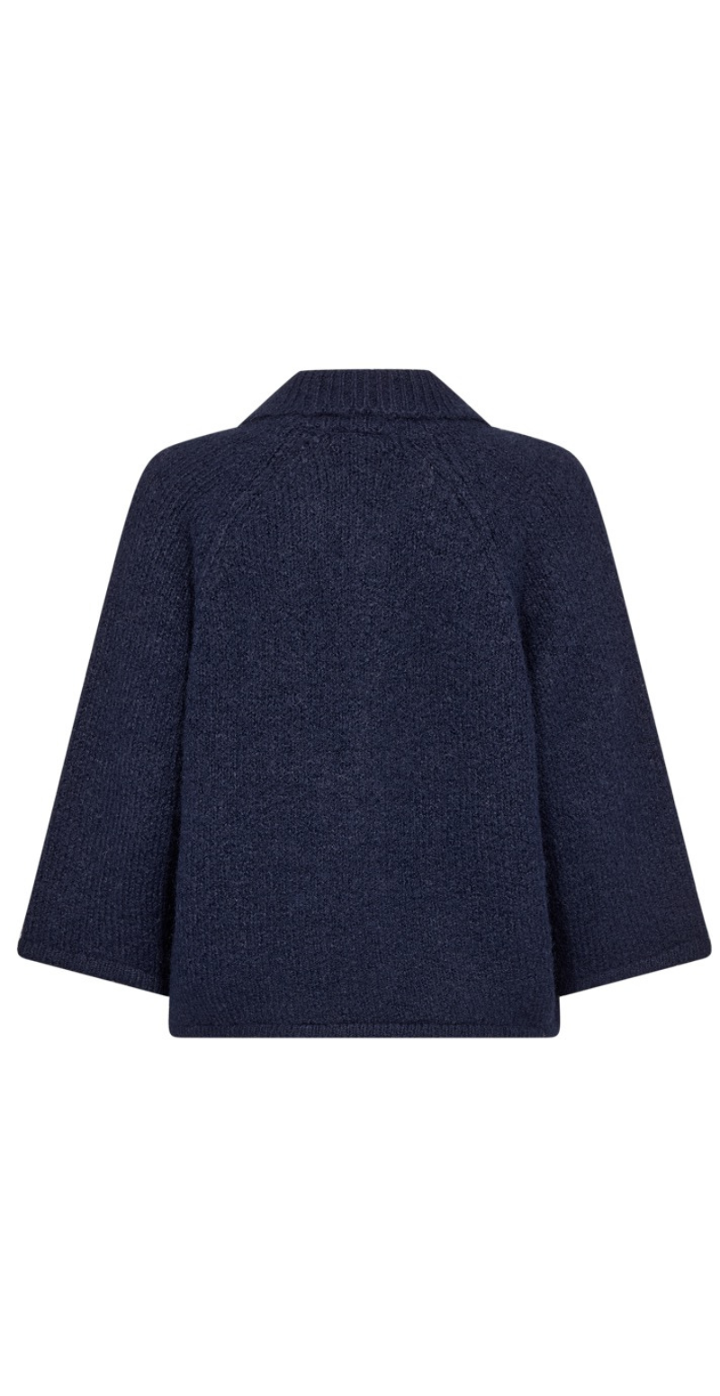 Lullo cardigan med 3/4 ærmer navy blazer melange FreeQuent