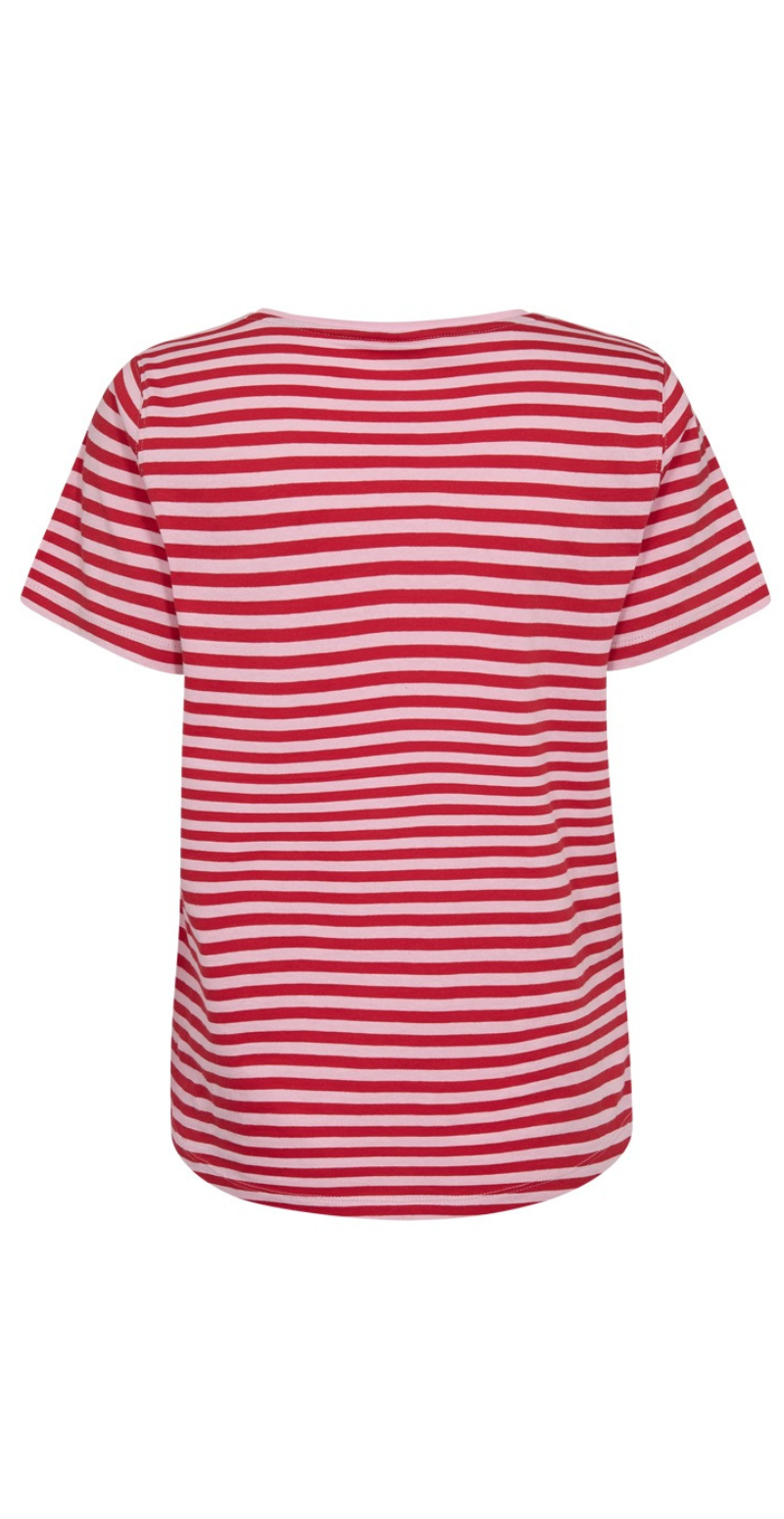Mian bluse med striber sweet lilac w. true red Freequent