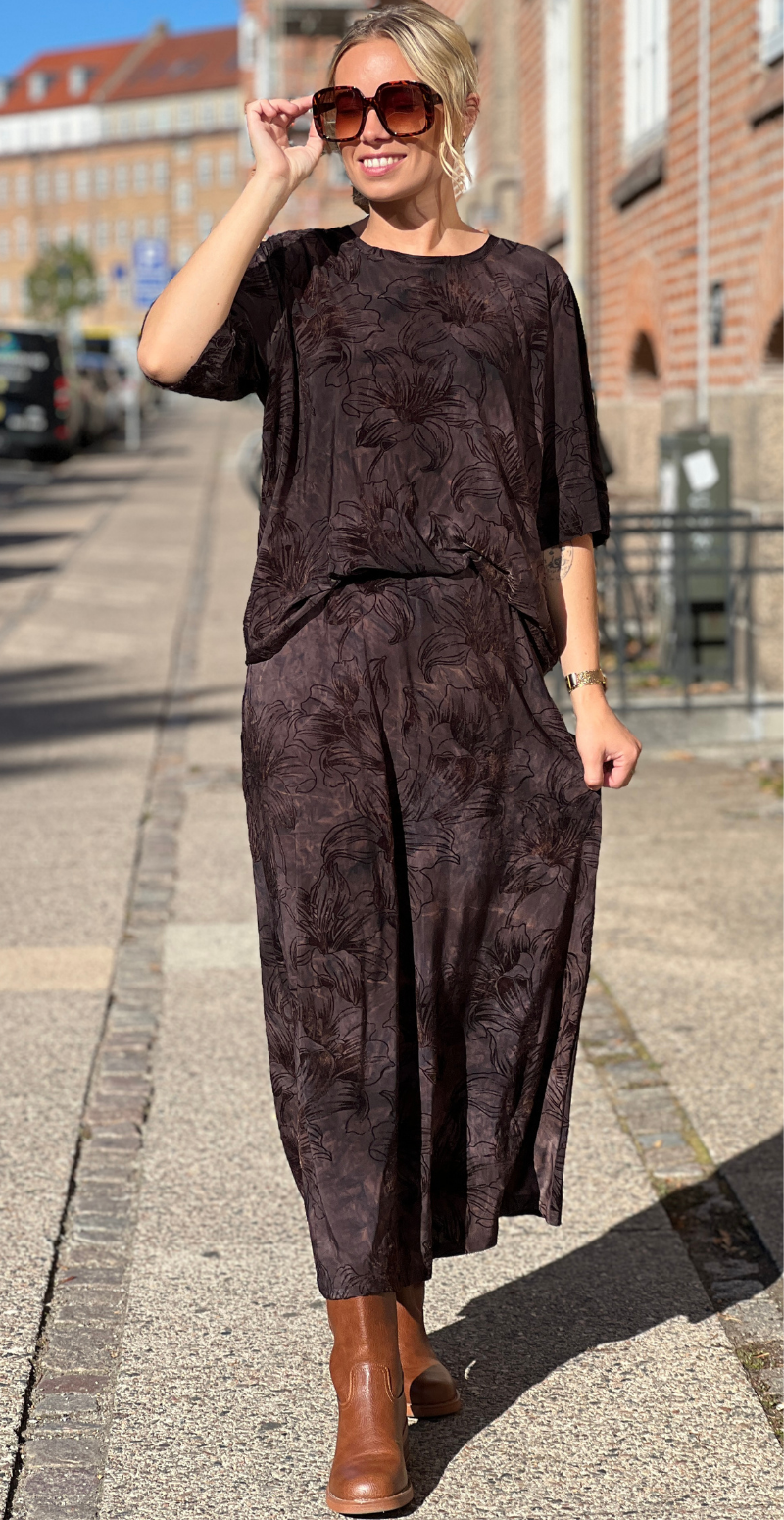 Grsessolana nederdel med velourprint mole Freequent