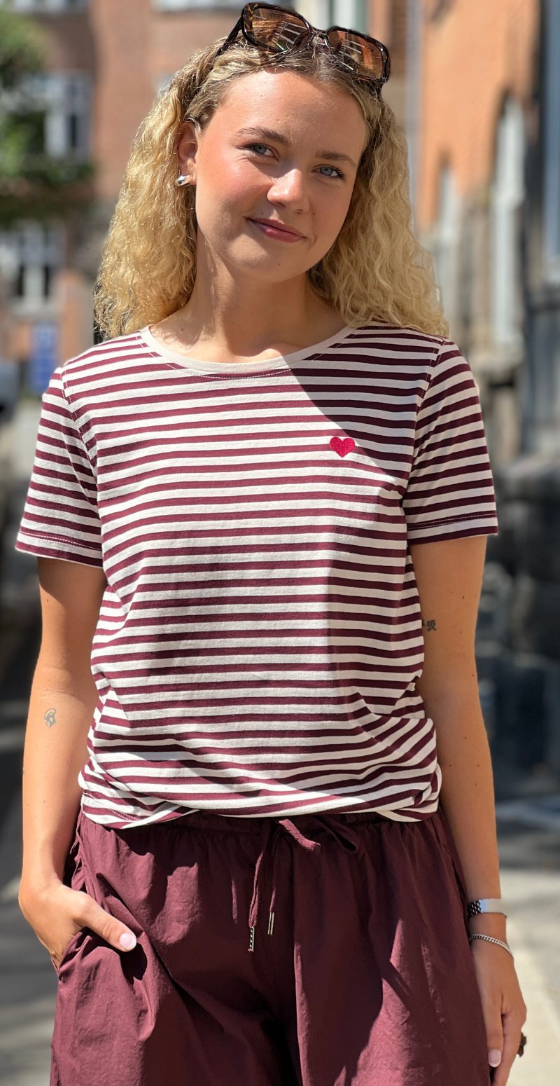 Mian bluse med striber moonbeam w. port royale Freequent