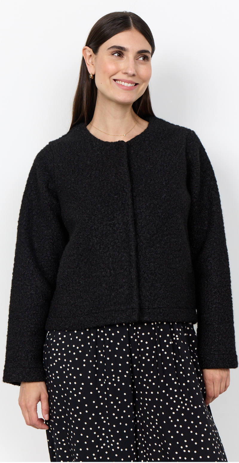 Grith jakke i teddy-look sort LikeLondon