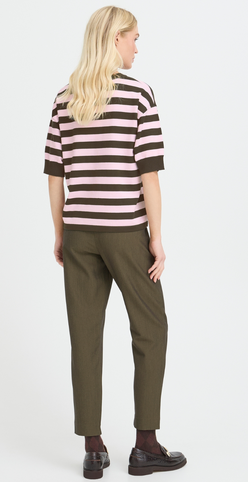 Morla strikbluse i t-shirt med striber rosin/pink B.young