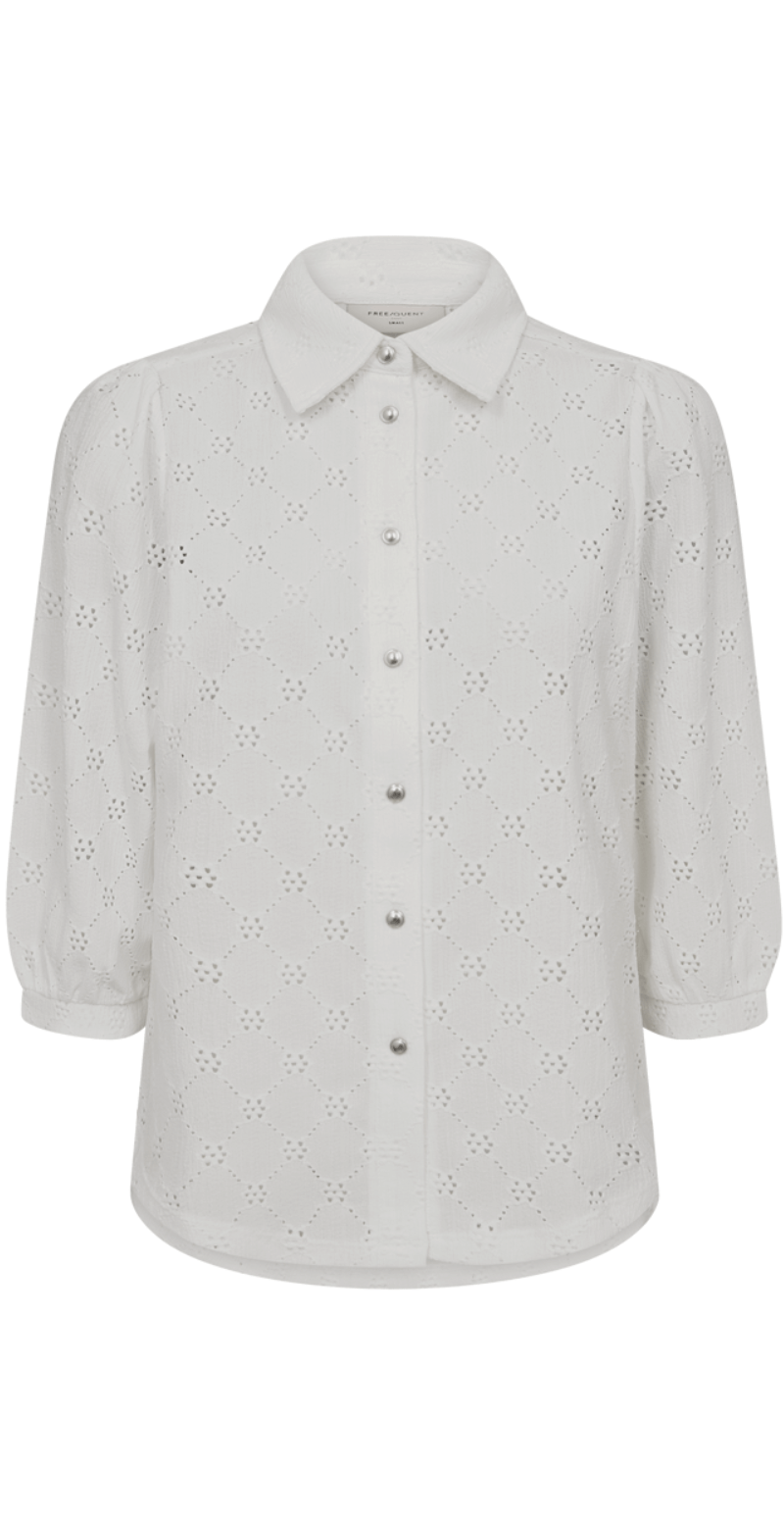 Leni bluse med hulmønster off-white