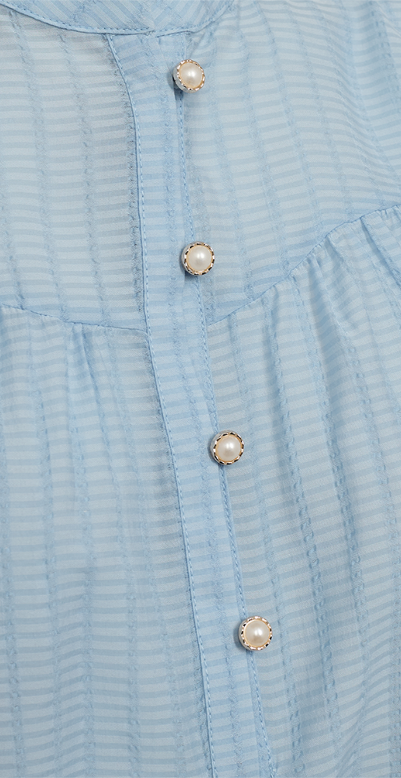 Bella bluse med knapdetaljer chambray blue