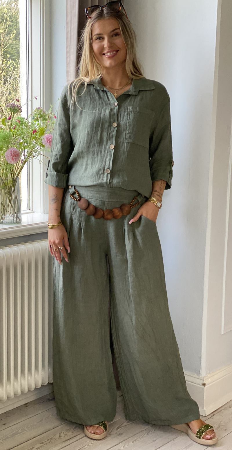 Ellis hørbukser med trækæde khaki LikeLondon
