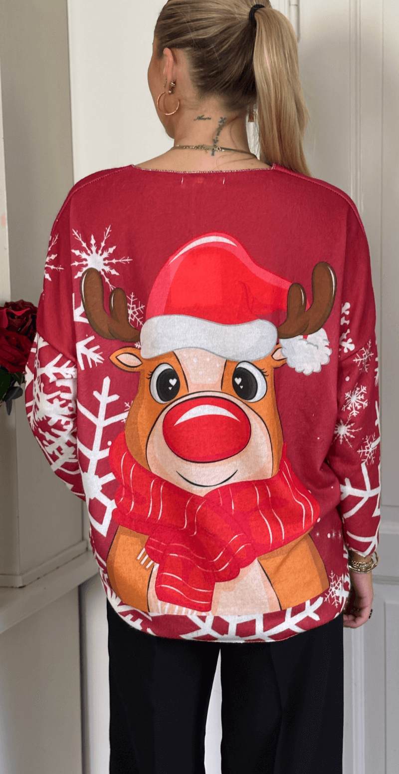Neel julebluse med rudolf rød LikeLondon