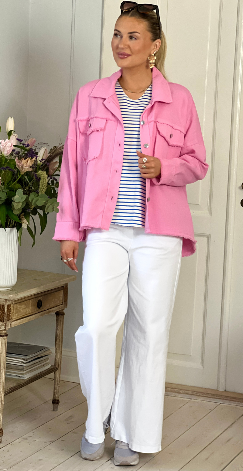 Madison canvas jakke med rå kanter pink LikeLondon