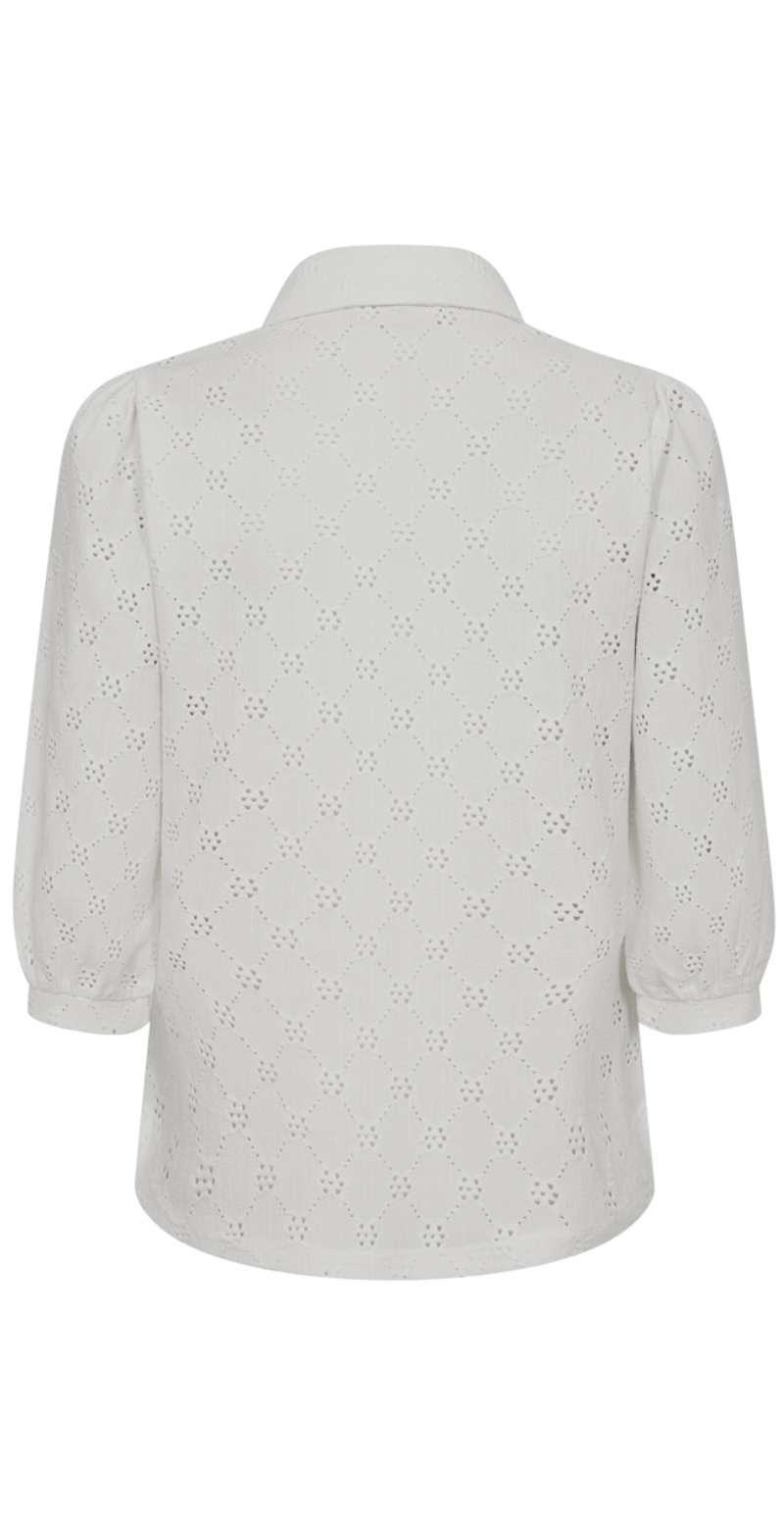 Leni bluse med hulmønster off-white