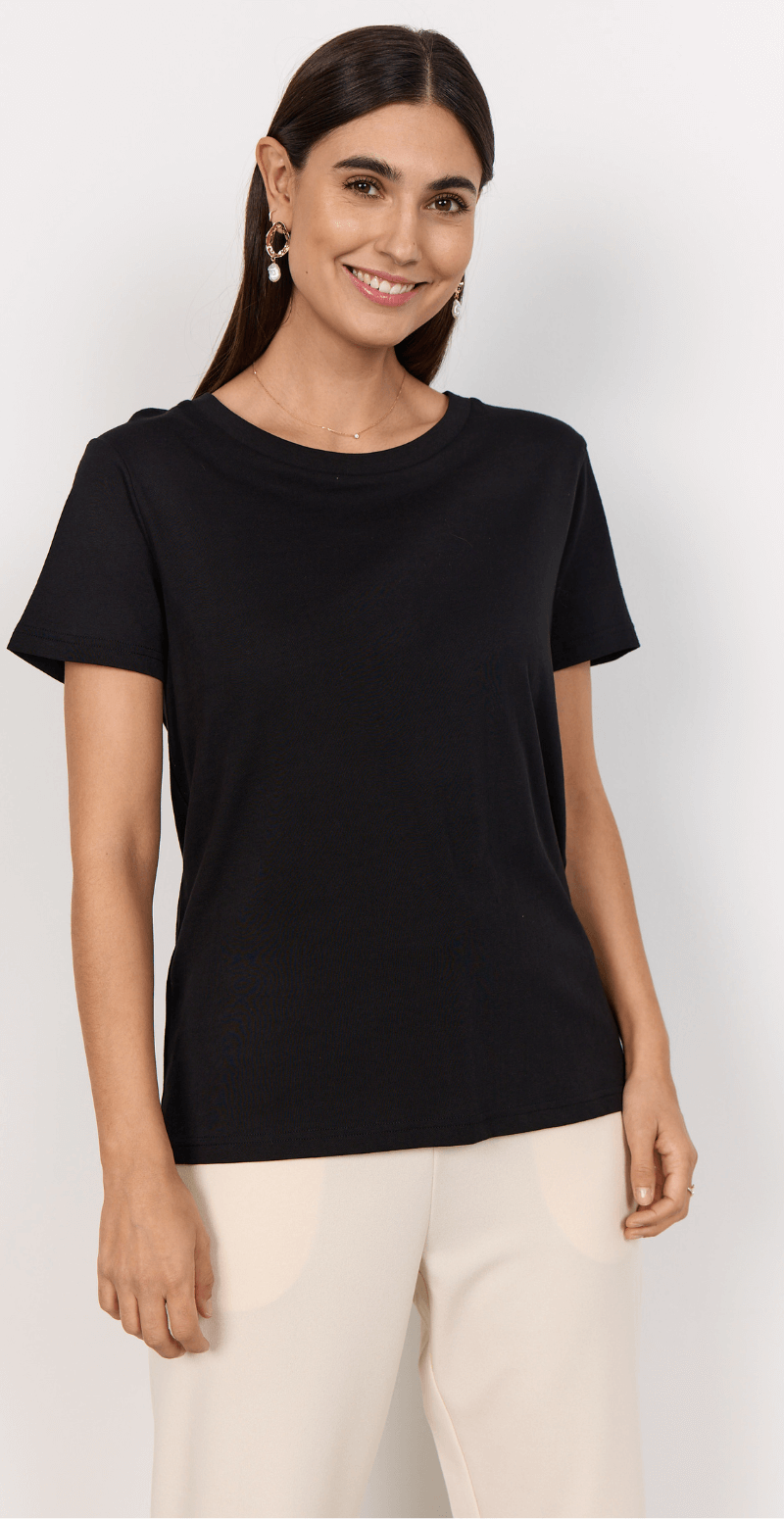Derby t-shirt med rund hals sort