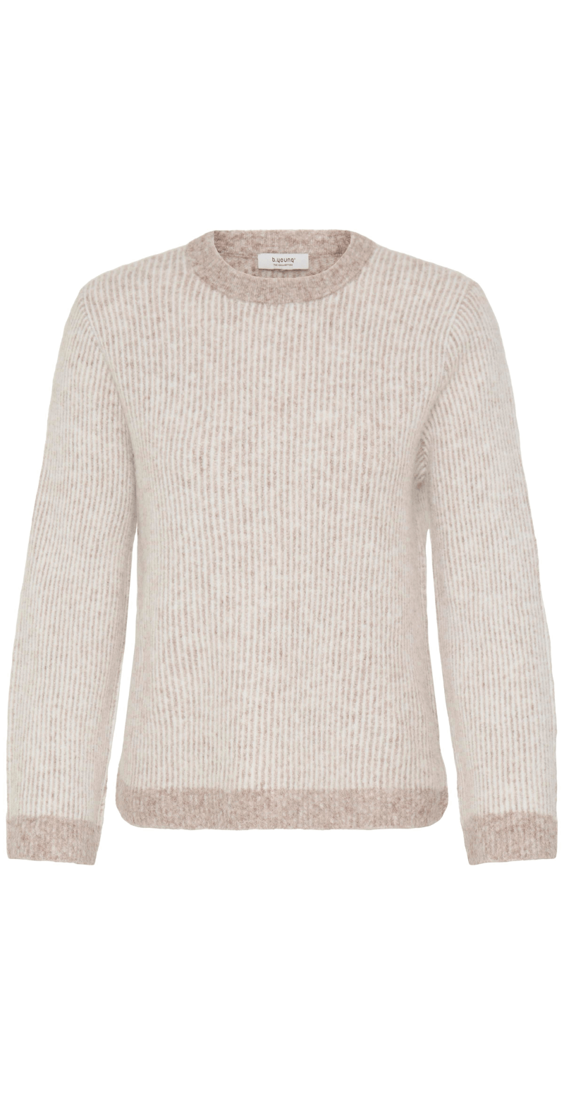 Minna jumper med striber walnut mix