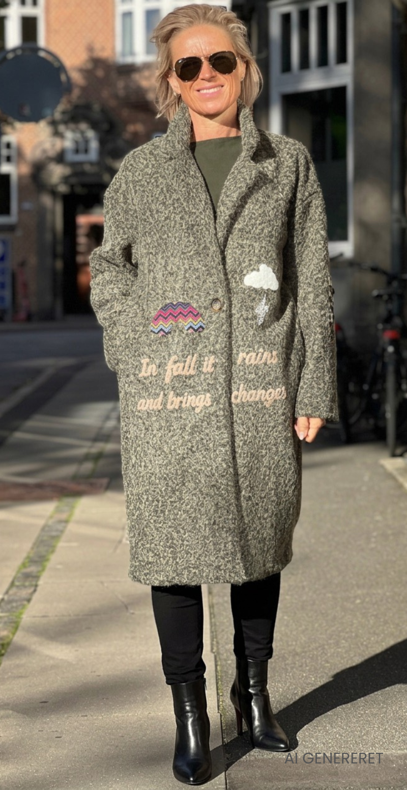 Bette frakke med patches khaki LikeLondon