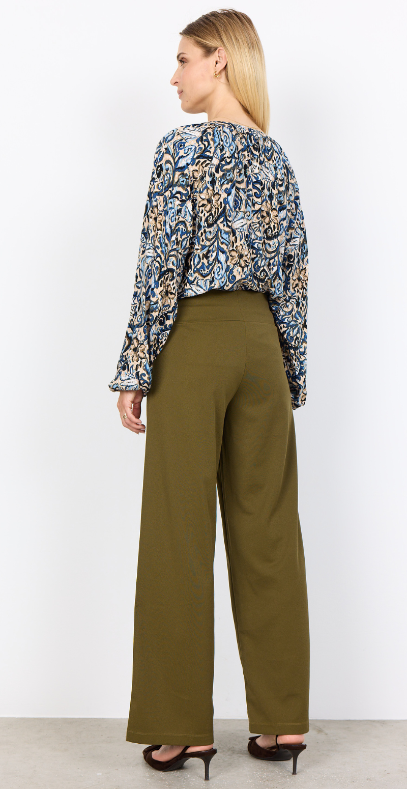 Vava gennemknappet bluse med mønster blå Soyaconcept