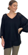 Strikbluse sort Likelondon