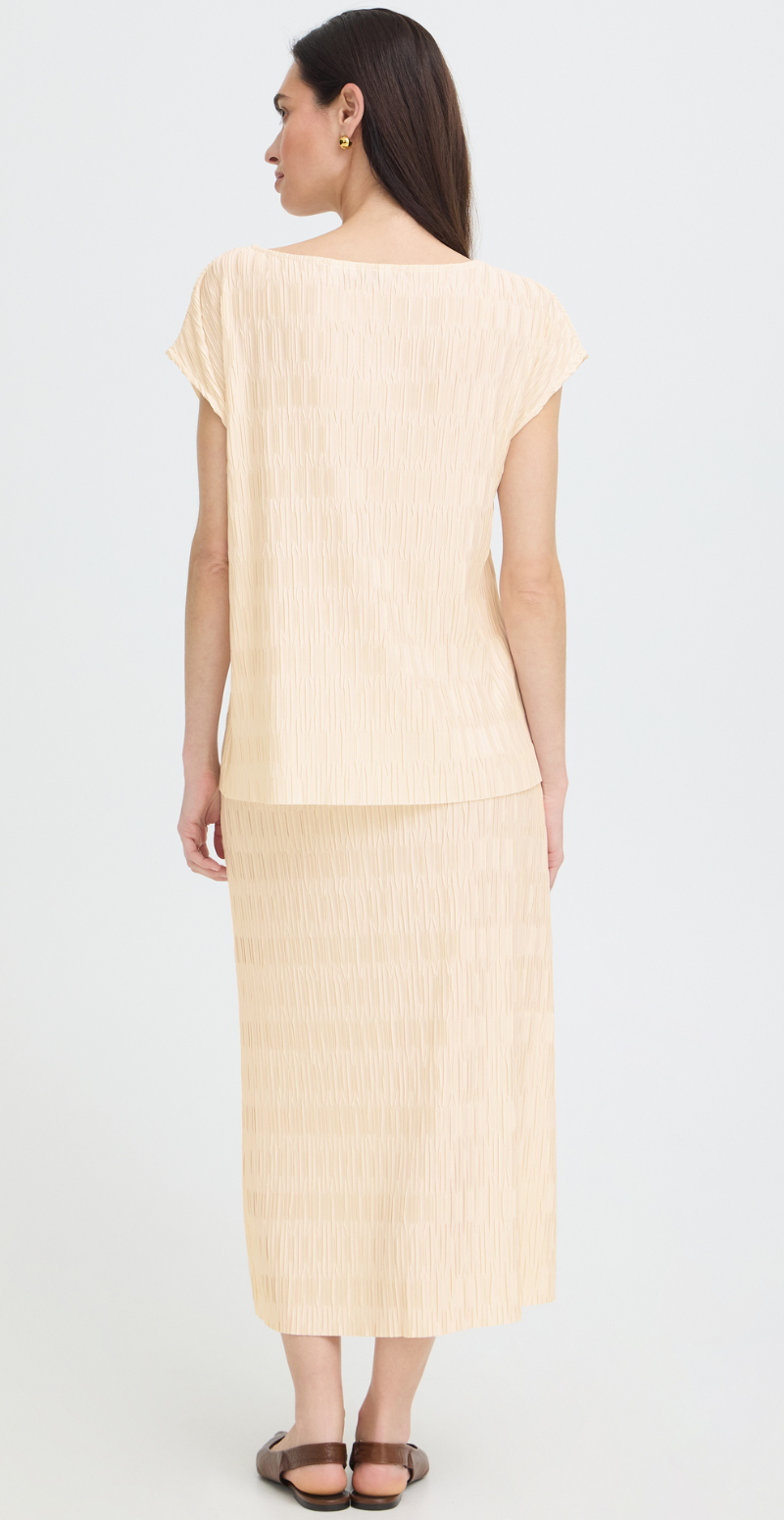 Uvika bluse med mønstret plissé birch B.young
