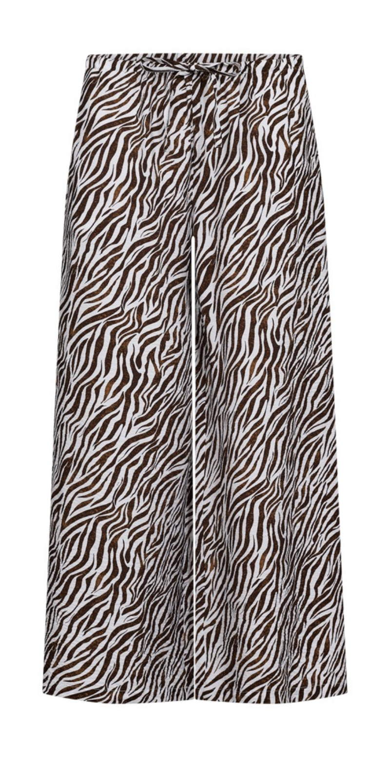Mele bukser med zebraprint brilliant white w. coffee bean Freequent