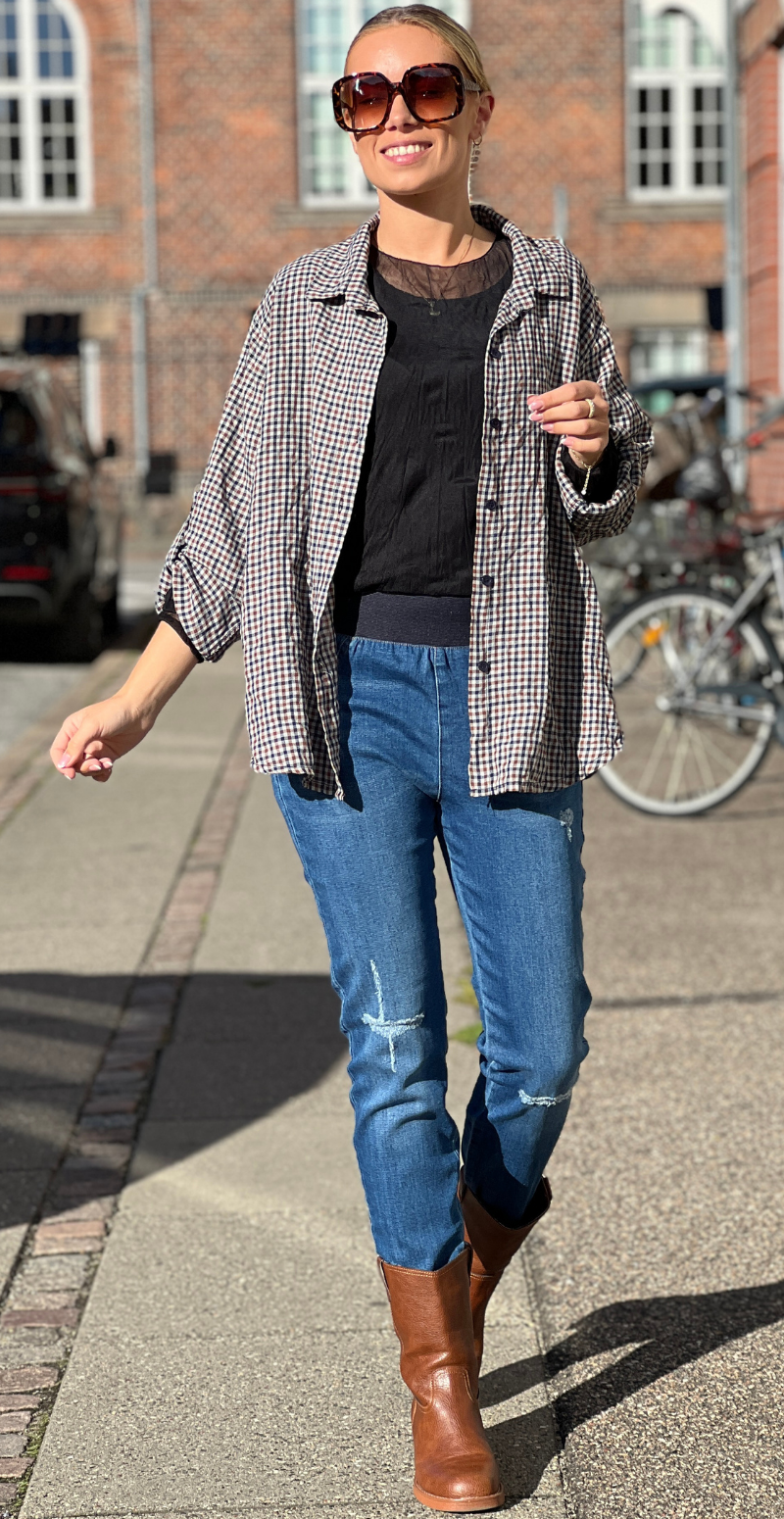 Shantal broken ankel buks medium blå denim Freequent