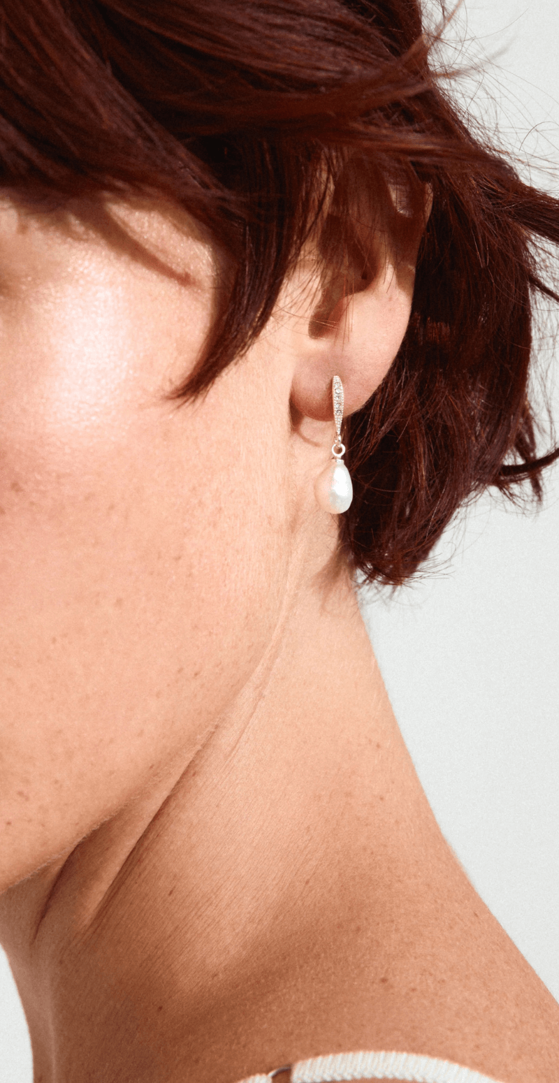 Jasmin perle øreringe sølvbelagt