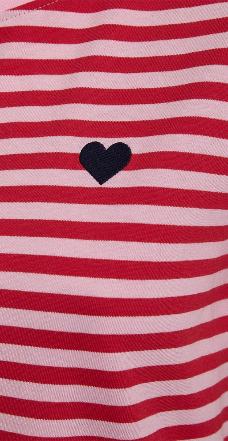 Mian bluse med striber sweet lilac w. true red Freequent