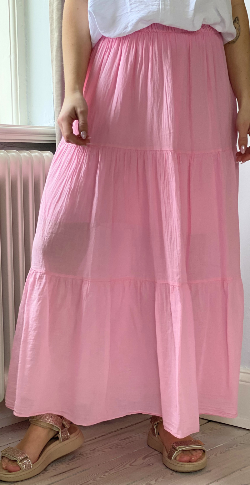 Gigi lang nederdel med peplum pink LikeLondon