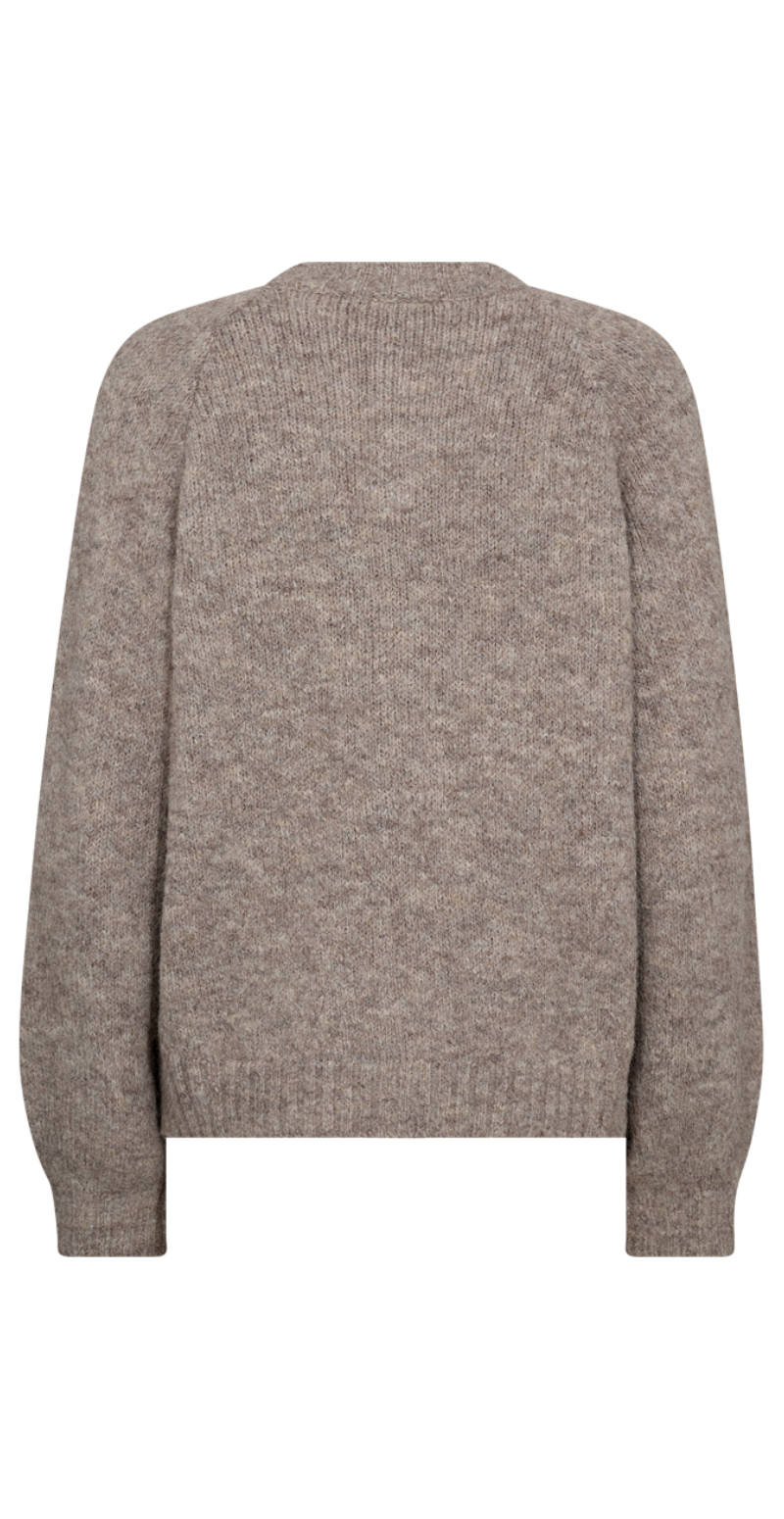 Julia strikcardigan med perleknapper taupe