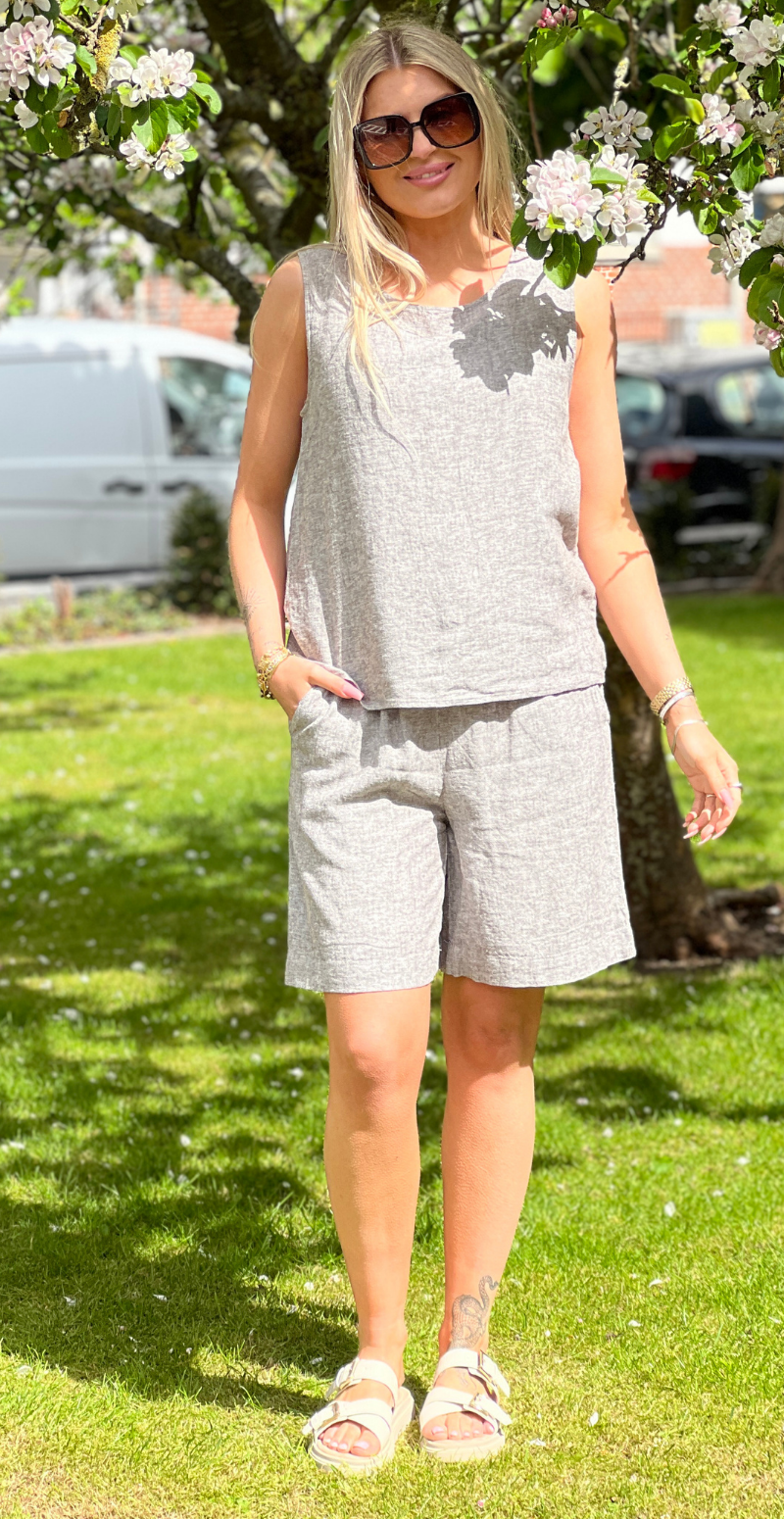 Lava hør shorts morel melange Freequent