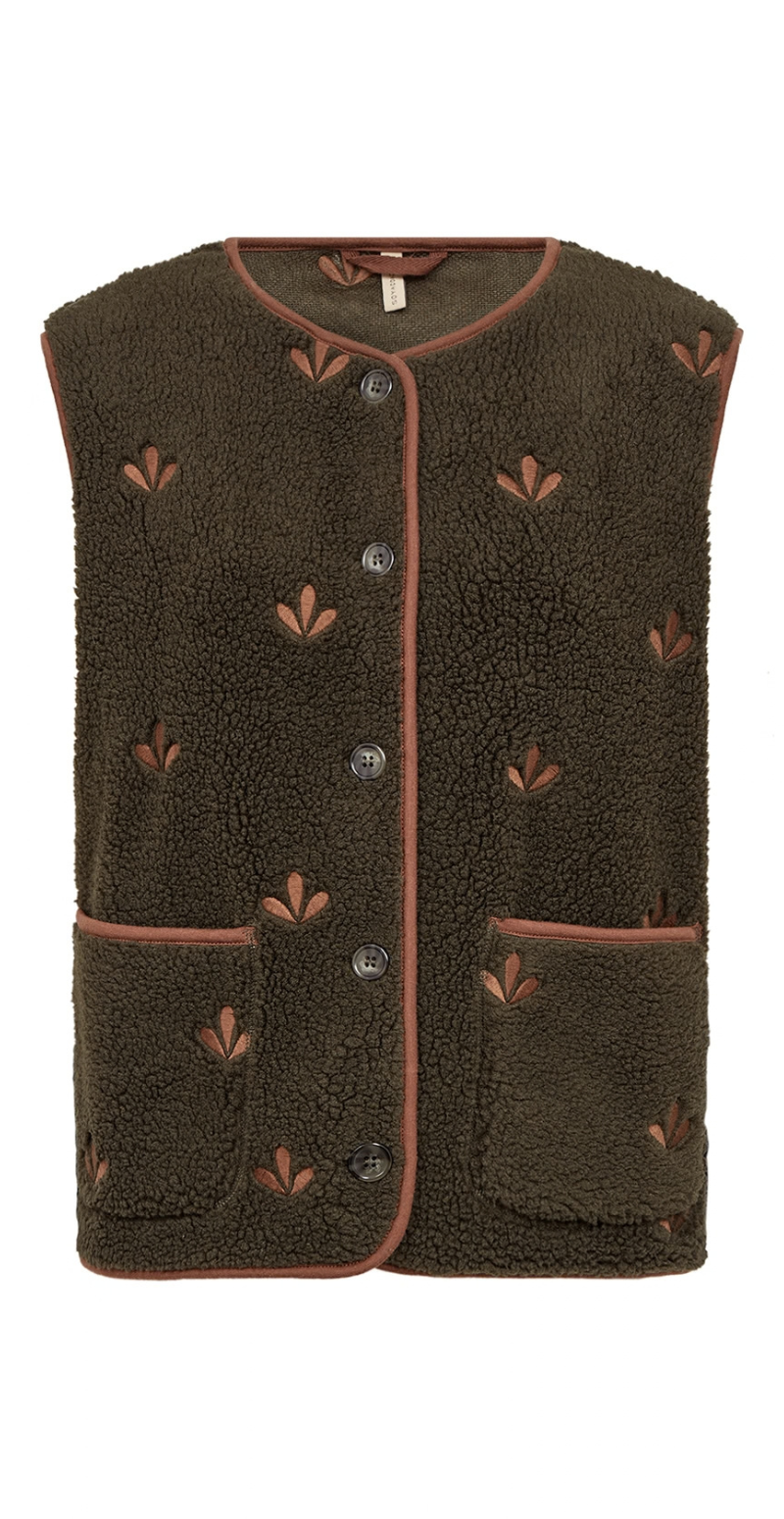 Zita teddy vest med blade army LikeLondon