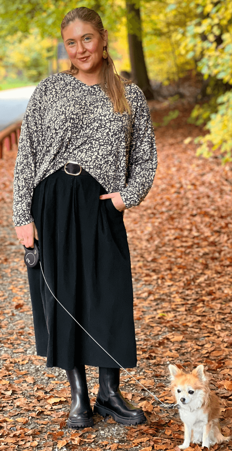 Bluse med print sort