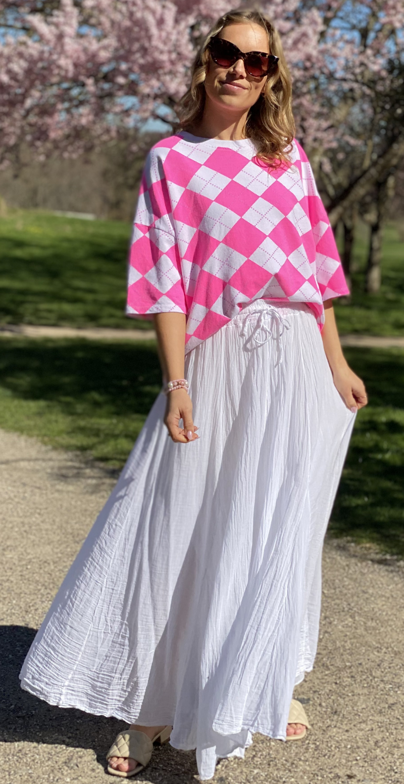 Megan kortærmet bluse med harlekintern pink LikeLondon