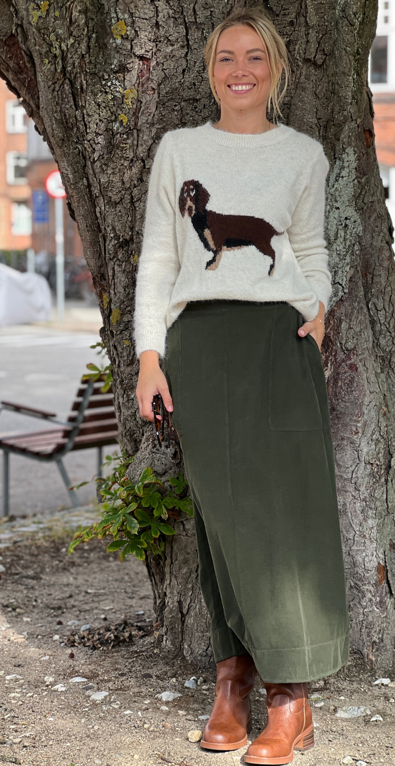Tine strik med gravhund beige LikeLondon