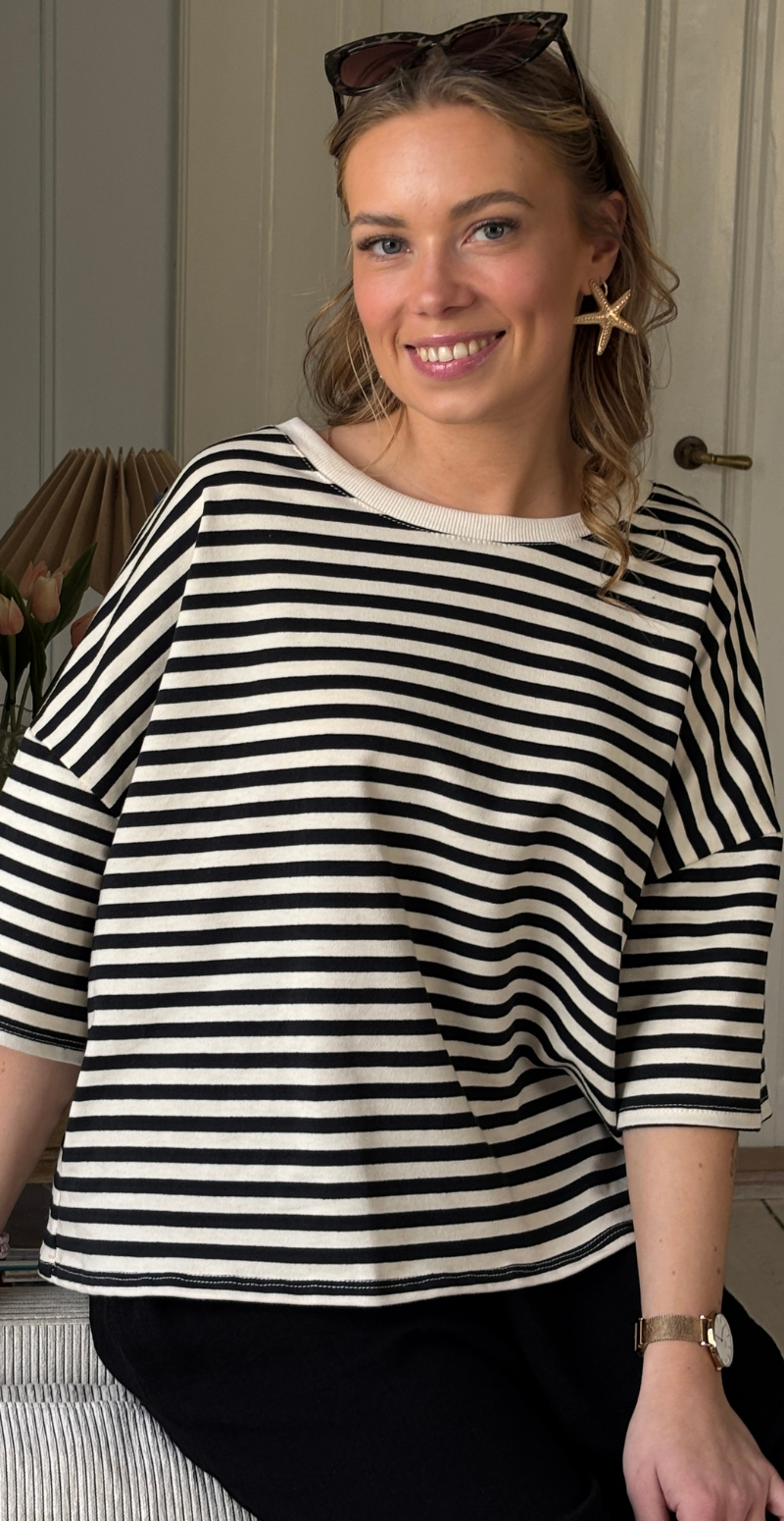 Zenia t-shirt med striber sort/hvid LikeLondon