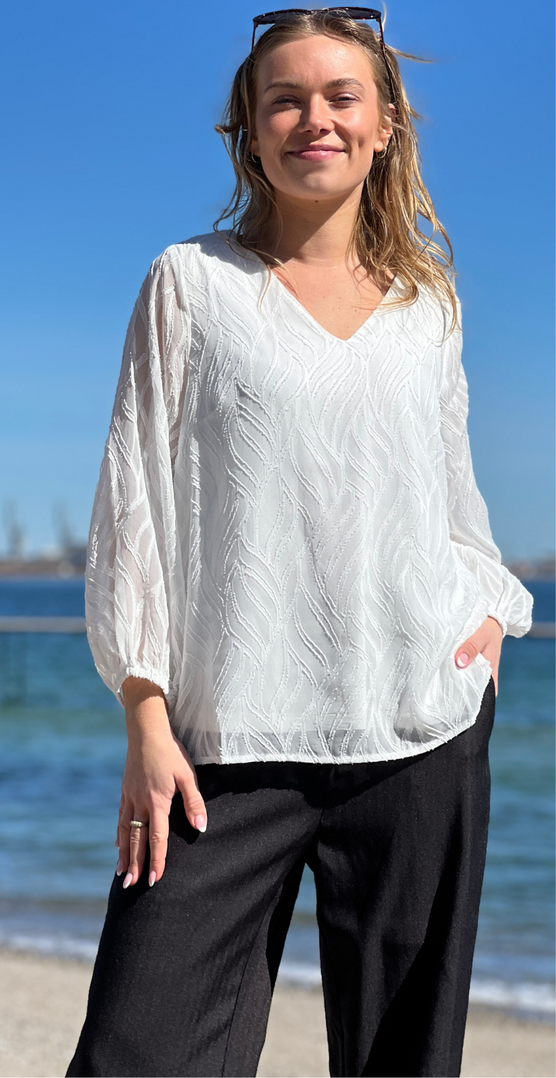 Frikke bluse med mønster off white B.young