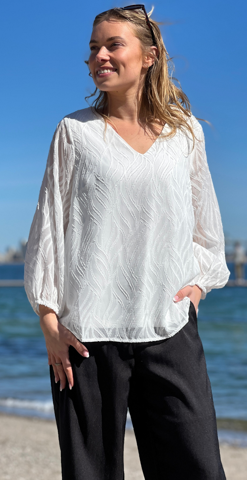 Frikke bluse med mønster off white B.young