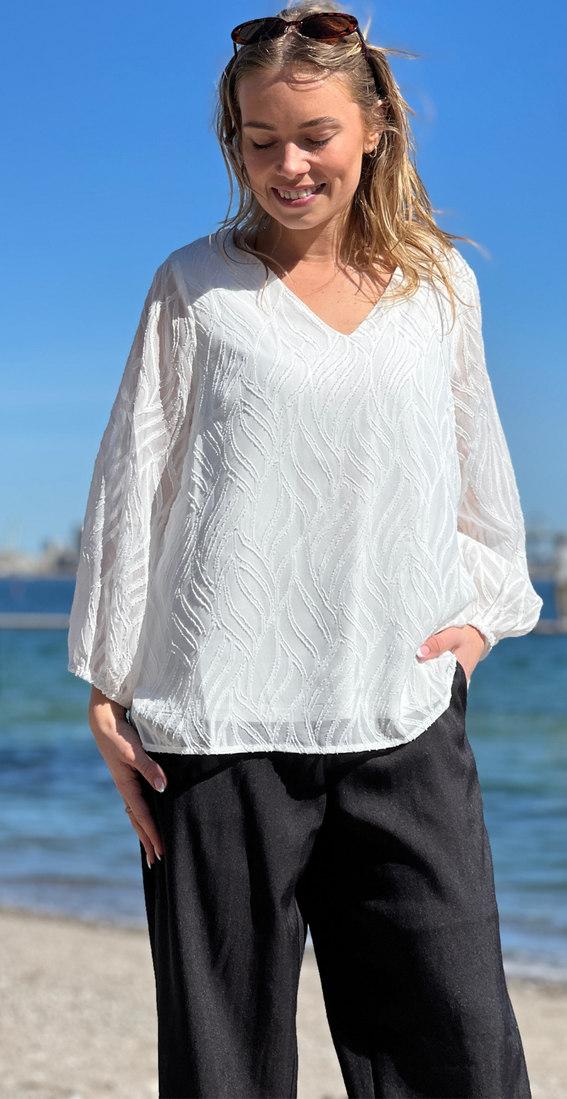 Frikke bluse med mønster off white B.young