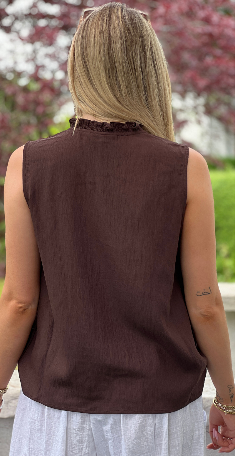 Ally bluse med knapper coffee bean Freequent