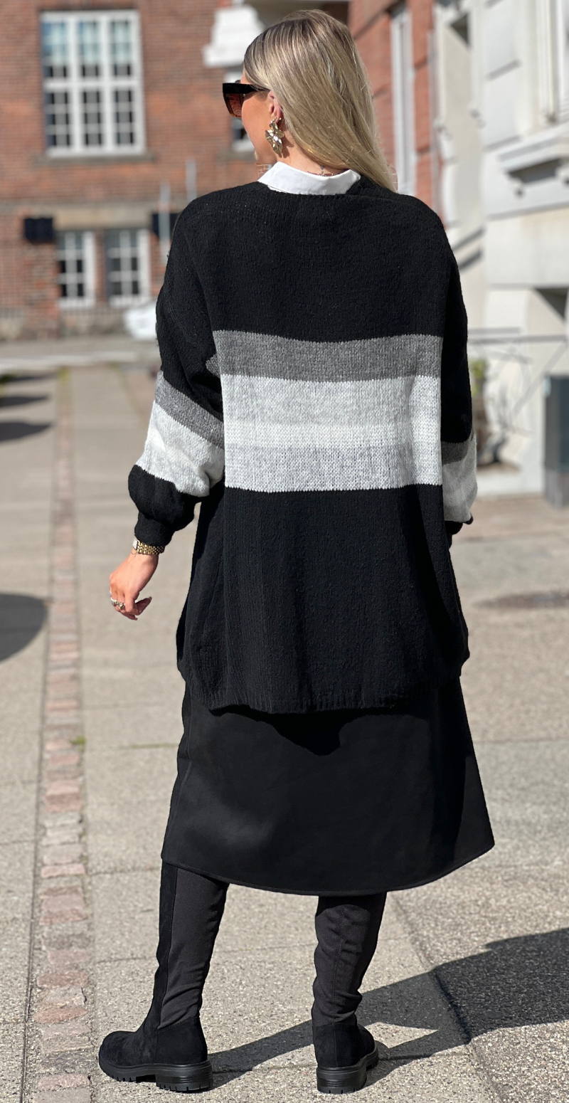 Regitze cardigan med striber sort LikeLondon
