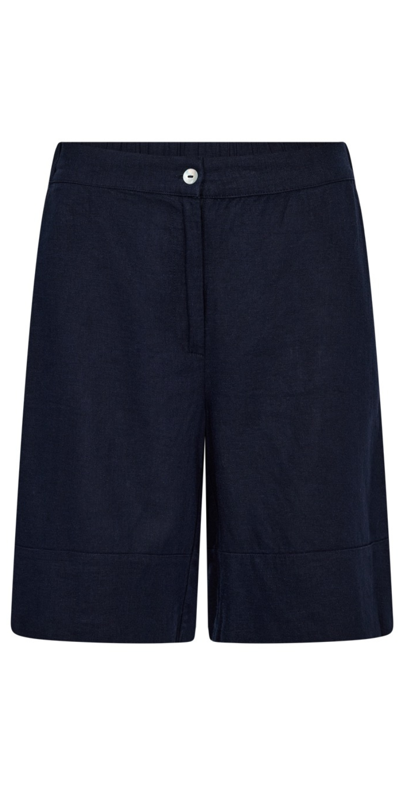 Lava hør shorts med knapper og store lommer navy blazer Freequent