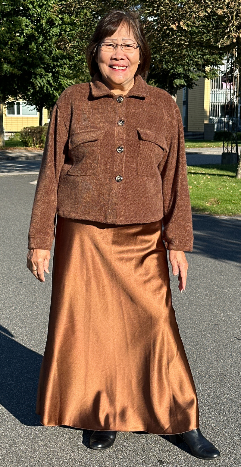 Cissi satin nederdel brun LikeLondon By Christina