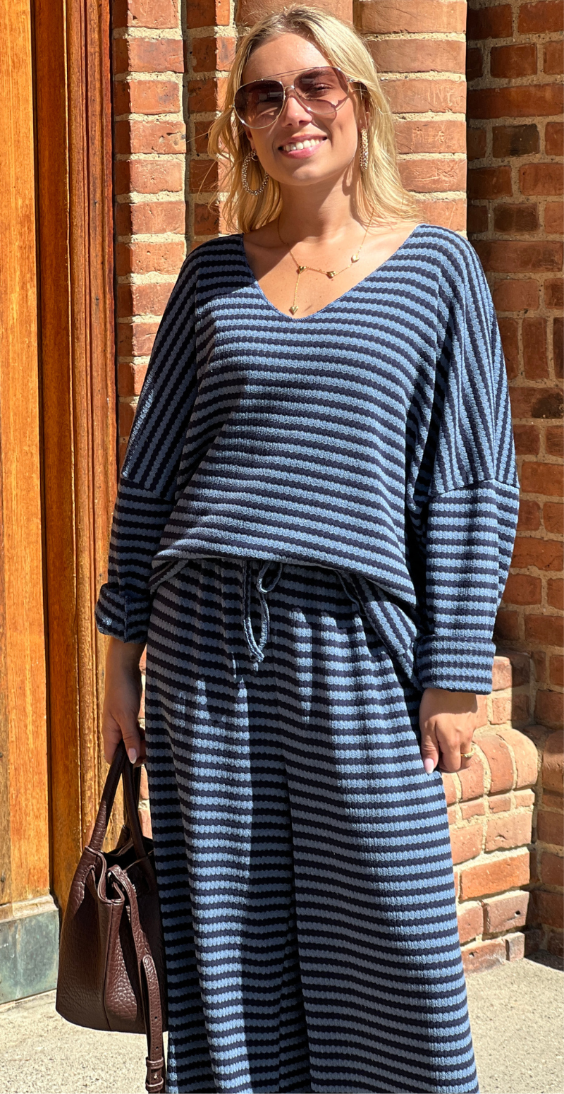 Mira strikket sæt i 2 dele navy/denim LikeLondon