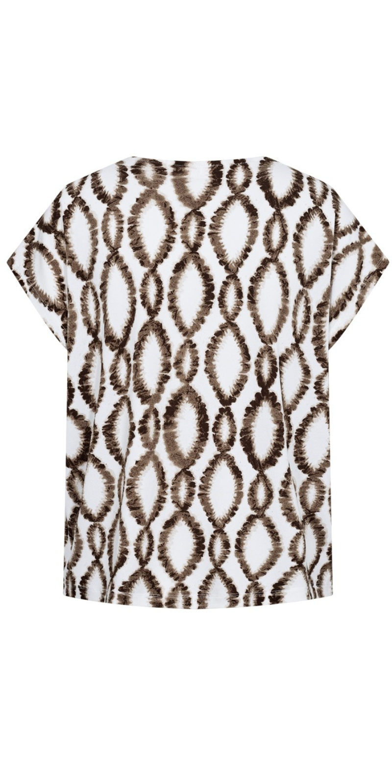 Floi bluse med print brilliant white w. coffee bean Freequent