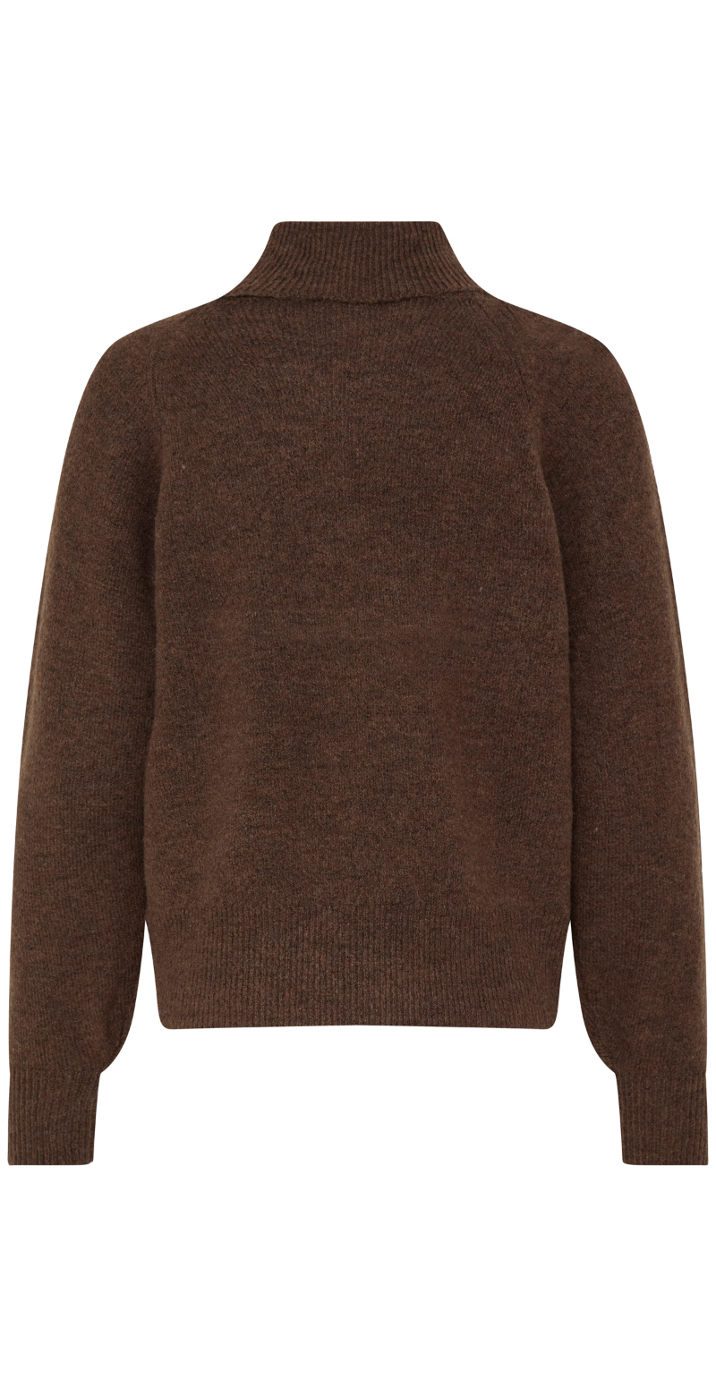Monna strikbluse med rullekrave java melange B.young