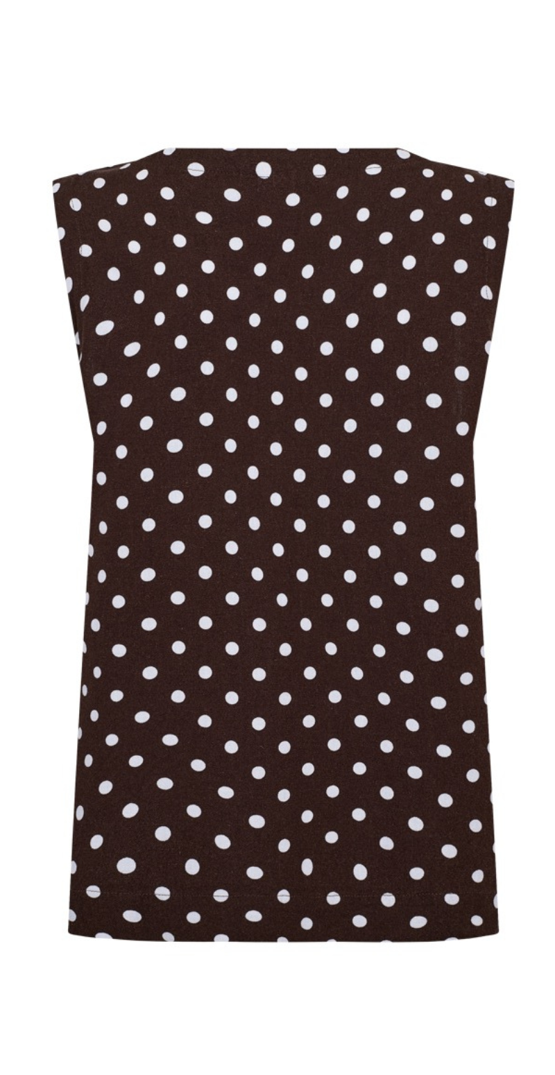 Lavisco hør top med prikker coffee bean w. brilliant white Freequent