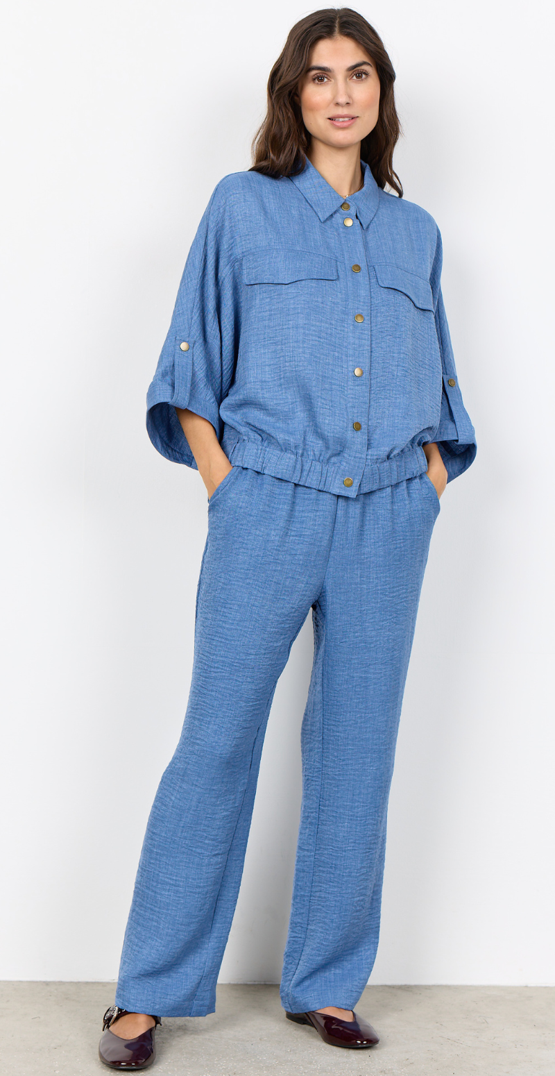 Charissa jakke med elastikkant blå LikeLondon