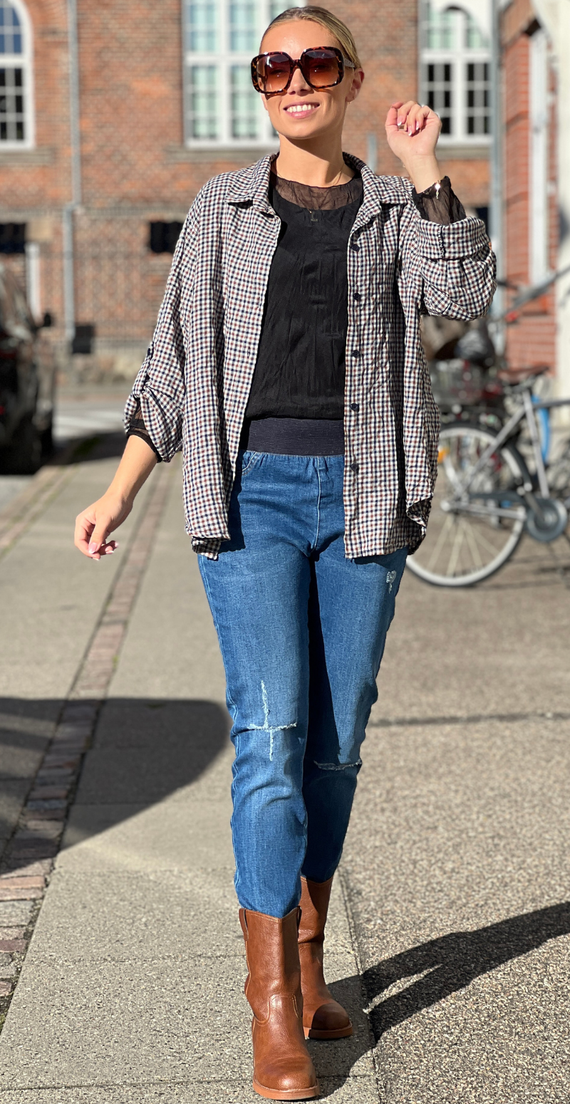 Shantal broken ankel buks medium blå denim Freequent