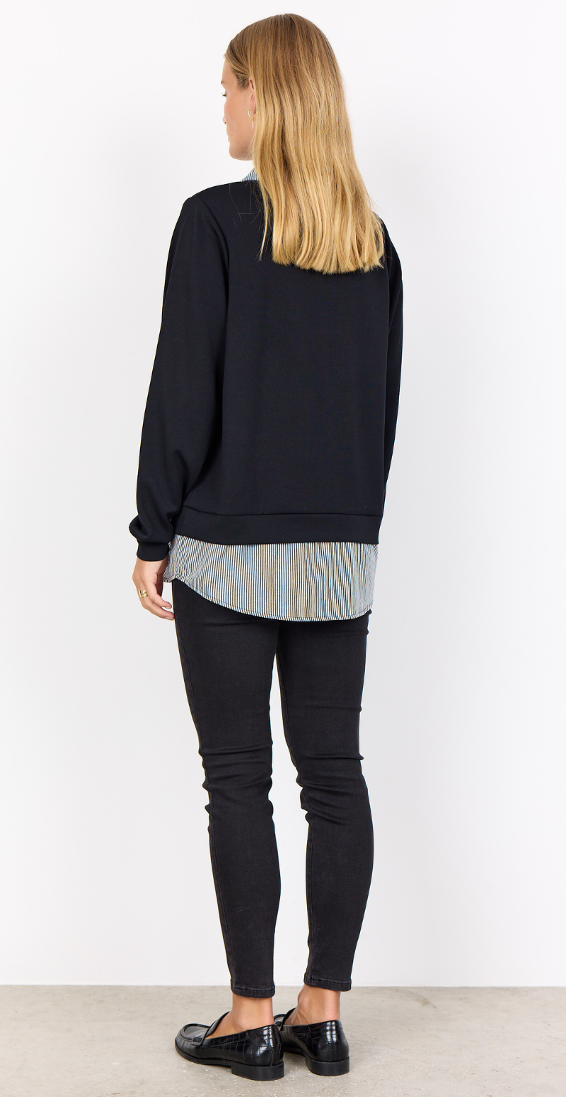 Julia bluse med skjortekant sort