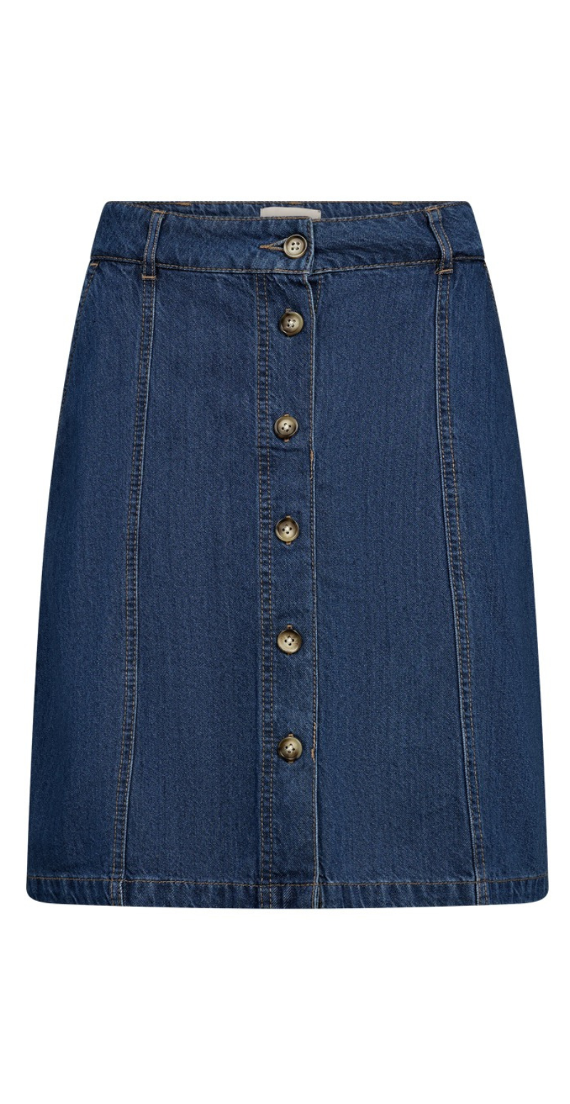 Alia nederdel med lommer medium blue denim Freequent